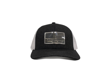 Black and White Metal American Flag Patch Snapback